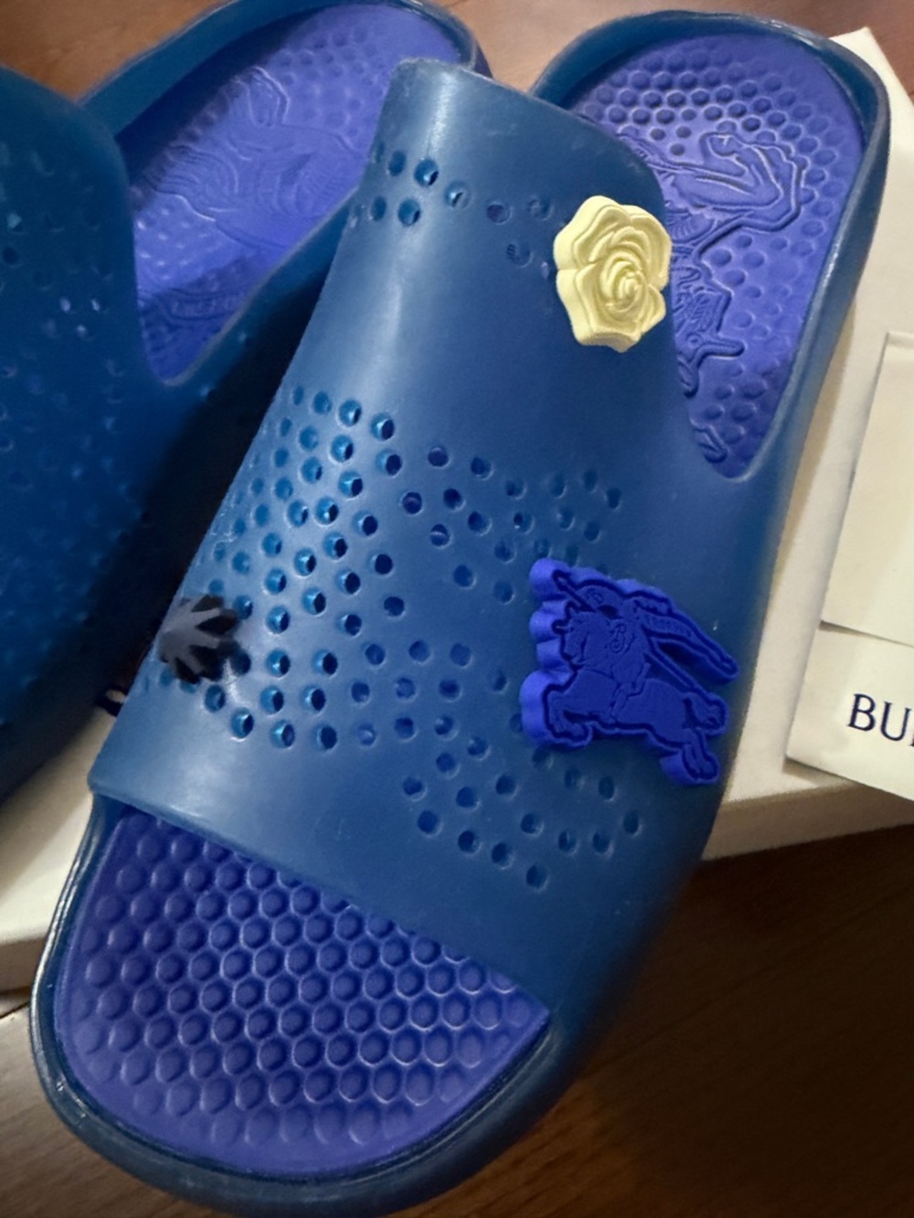 Burberry Mens Stingray Perforated Rubber Slides in Midnight Blue - Picture 6 of 10